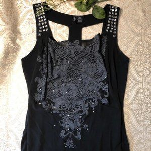 Black Tank Top w/Fleur Lacey design by Pepe Jeans